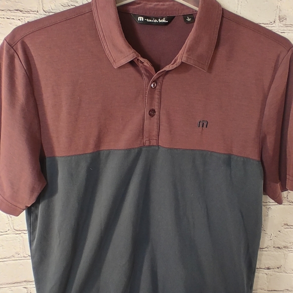 Travis Mathew Away We Go Color Block Burgundy Golf Active Polo Large - Picture 9 of 13